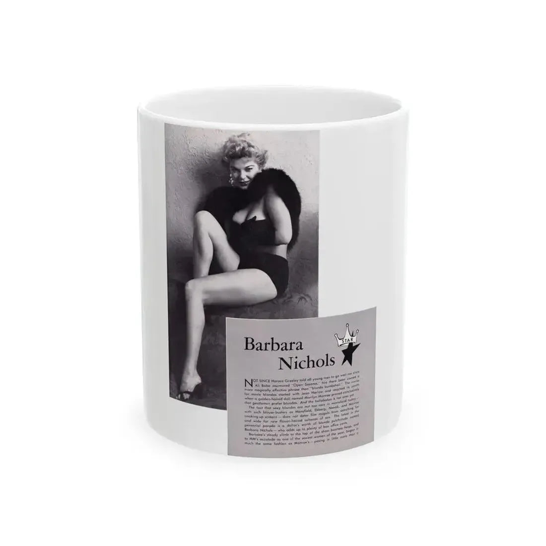 Barbara Nichols #367 (Vintage Female Icon) White Coffee Mug 11oz - Go Mug Yourself