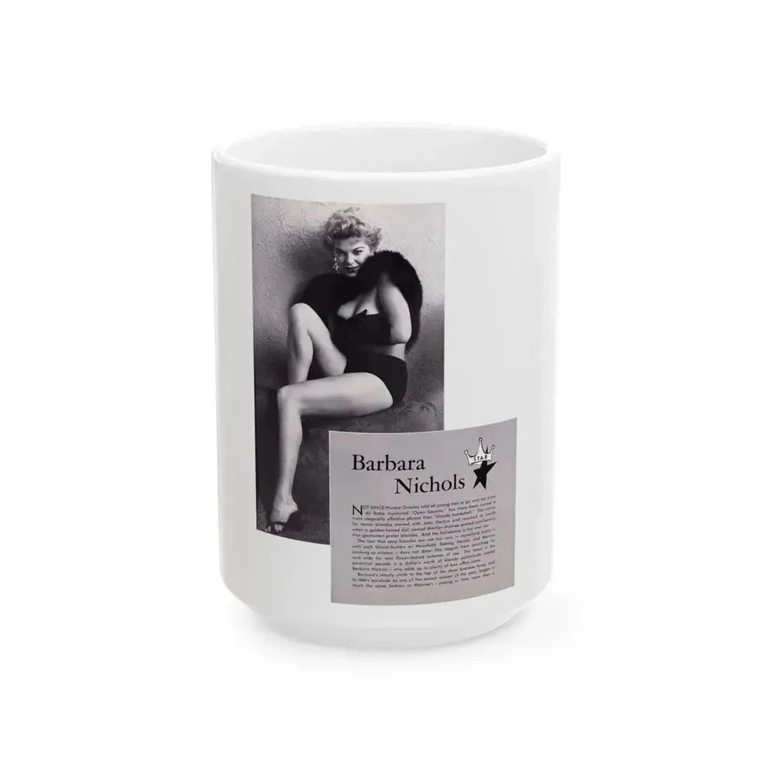 Barbara Nichols #367 (Vintage Female Icon) White Coffee Mug 15oz - Go Mug Yourself