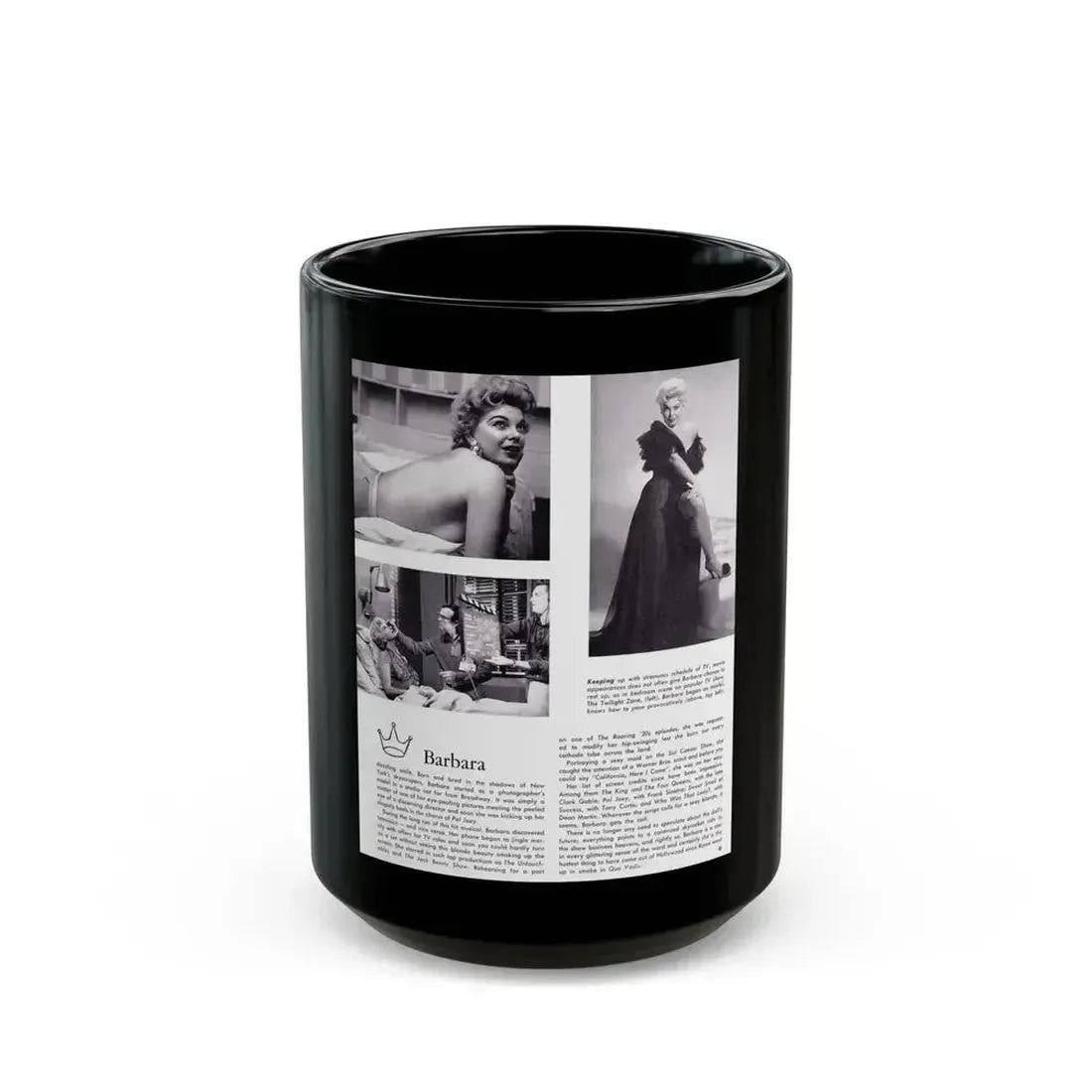 Barbara Nichols #368 (Vintage Female Icon) Black Coffee Mug 15oz - Go Mug Yourself