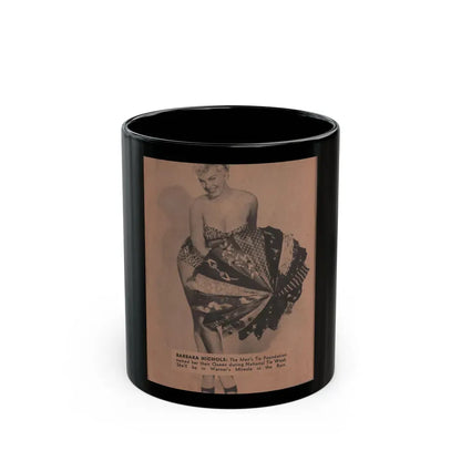 Barbara Nichols #374 - 1 Page & 1 B&W Photo from Pocket Pin-Ups Mag. '56 (Vintage Female Icon) Black Coffee Mug 11oz - Go Mug Yourself