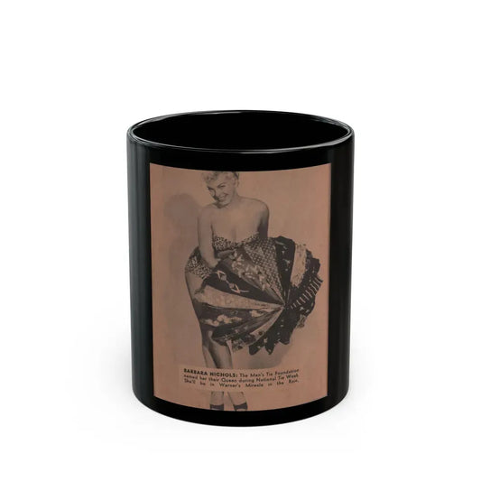 Barbara Nichols #374 - 1 Page & 1 B&W Photo from Pocket Pin-Ups Mag. '56 (Vintage Female Icon) Black Coffee Mug 11oz - Go Mug Yourself
