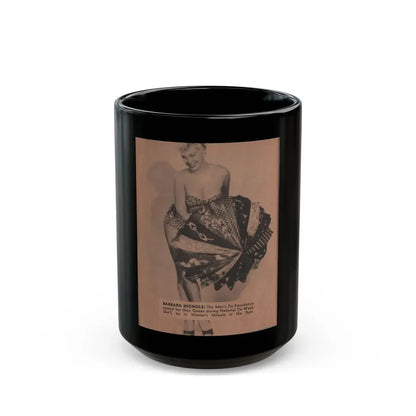 Barbara Nichols #374 - 1 Page & 1 B&W Photo from Pocket Pin-Ups Mag. '56 (Vintage Female Icon) Black Coffee Mug 15oz - Go Mug Yourself
