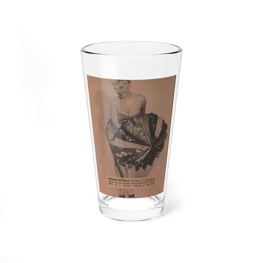 Barbara Nichols #374 - 1 Page & 1 B&W Photo from Pocket Pin-Ups Mag. '56 (Vintage Female Icon) Pint Glass 16oz 16oz - Go Mug Yourself