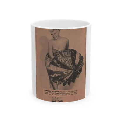 Barbara Nichols #374 - 1 Page & 1 B&W Photo from Pocket Pin-Ups Mag. '56 (Vintage Female Icon) White Coffee Mug 11oz - Go Mug Yourself