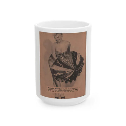 Barbara Nichols #374 - 1 Page & 1 B&W Photo from Pocket Pin-Ups Mag. '56 (Vintage Female Icon) White Coffee Mug 15oz - Go Mug Yourself