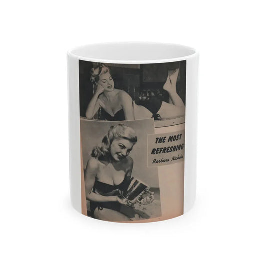 Barbara Nichols #388 - Page 2 of 2 with, 2 B&W Photos from Famous Models Mag. May-June '51 (Vintage Female Icon) White Coffee Mug 11oz - Go Mug Yourself