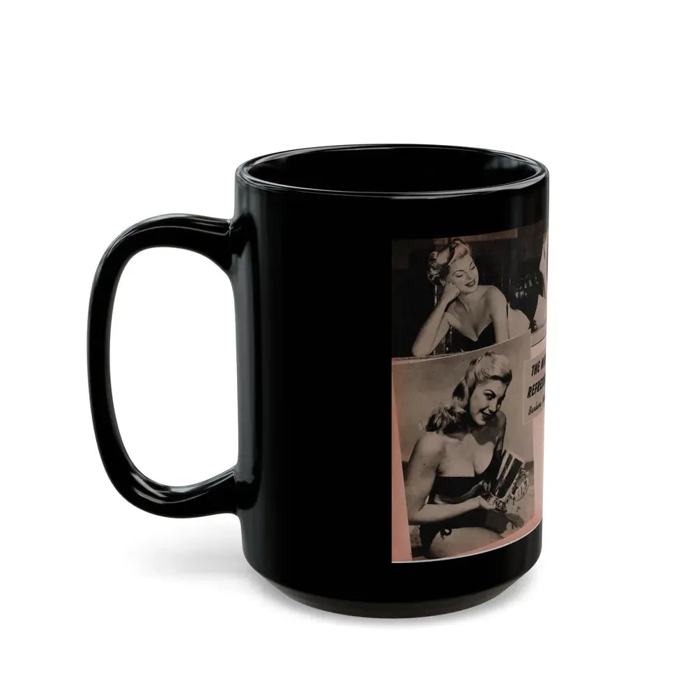 Barbara Nichols #390 - Pages 2 of 2 with, 3 B&W Photos & Caption from Famous Models Mag. May-June '51 (Vintage Female Icon) Black Coffee Mug - Go Mug Yourself