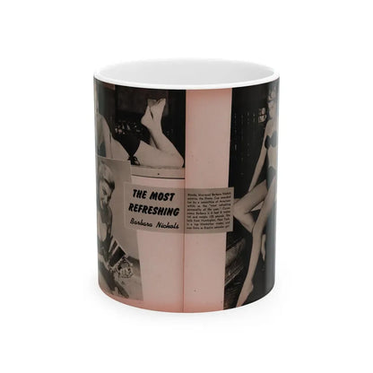 Barbara Nichols #390 - Pages 2 of 2 with, 3 B&W Photos & Caption from Famous Models Mag. May-June '51 (Vintage Female Icon) White Coffee Mug 11oz - Go Mug Yourself