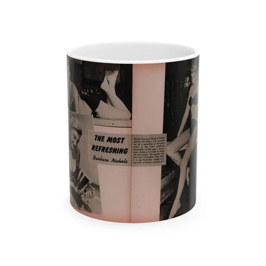 Barbara Nichols #390 - Pages 2 of 2 with, 3 B&W Photos & Caption from Famous Models Mag. May-June '51 (Vintage Female Icon) White Coffee Mug 11oz - Go Mug Yourself