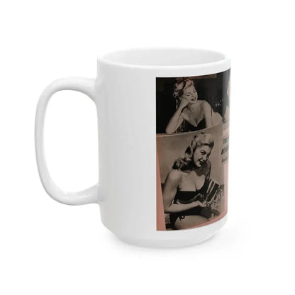 Barbara Nichols #390 - Pages 2 of 2 with, 3 B&W Photos & Caption from Famous Models Mag. May-June '51 (Vintage Female Icon) White Coffee Mug - Go Mug Yourself