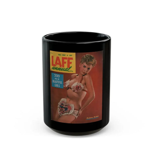 Barbara Nichols #391 - Barbara on Cover in Color from LAFF annual Mag. Fall '53 (Vintage Female Icon) Black Coffee Mug 15oz - Go Mug Yourself