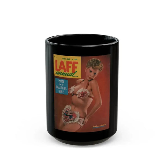 Barbara Nichols #391 - Barbara on Cover in Color from LAFF annual Mag. Fall '53 (Vintage Female Icon) Black Coffee Mug 15oz - Go Mug Yourself