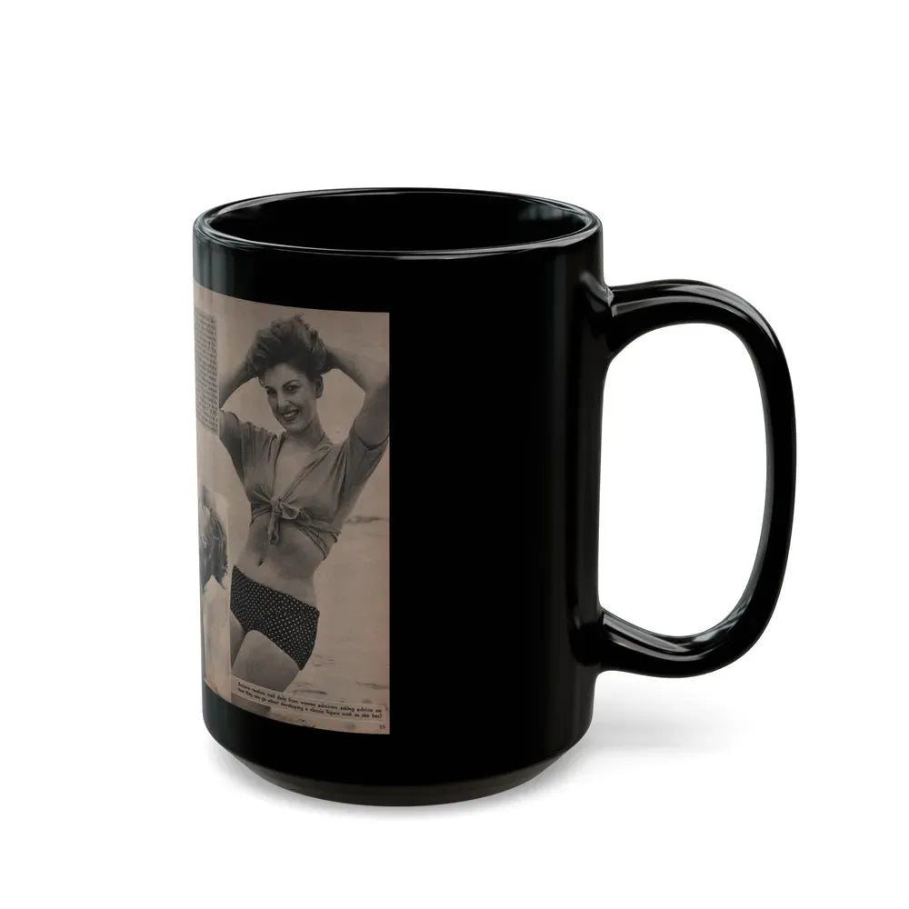 Barbara Nichols #392 - Pages 2 of 2 with, 4 B&W Photos, 1 Caption & Small Article from LAFF annual Mag. Fall '53 (Vintage Female Icon) Black Coffee Mug - Go Mug Yourself