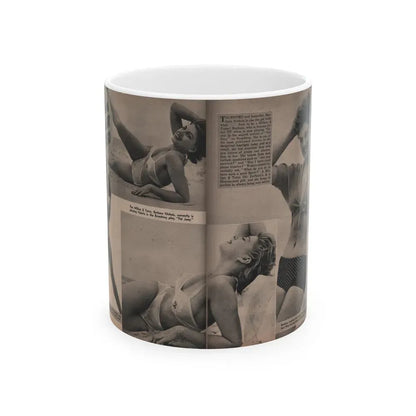 Barbara Nichols #392 - Pages 2 of 2 with, 4 B&W Photos, 1 Caption & Small Article from LAFF annual Mag. Fall '53 (Vintage Female Icon) White Coffee Mug 11oz - Go Mug Yourself