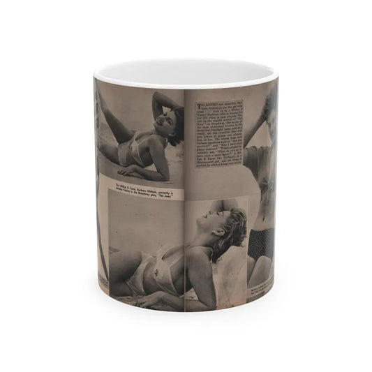 Barbara Nichols #392 - Pages 2 of 2 with, 4 B&W Photos, 1 Caption & Small Article from LAFF annual Mag. Fall '53 (Vintage Female Icon) White Coffee Mug 11oz - Go Mug Yourself