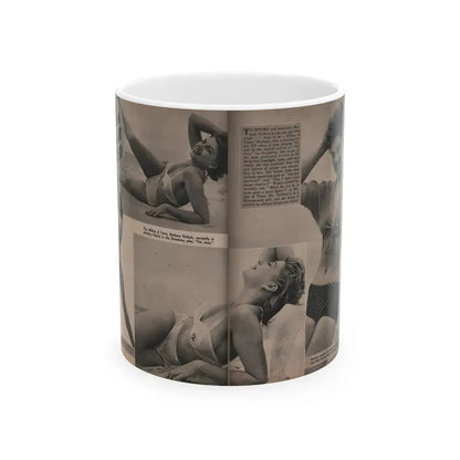Barbara Nichols #392 - Pages 2 of 2 with, 4 B&W Photos, 1 Caption & Small Article from LAFF annual Mag. Fall '53 (Vintage Female Icon) White Coffee Mug 11oz - Go Mug Yourself