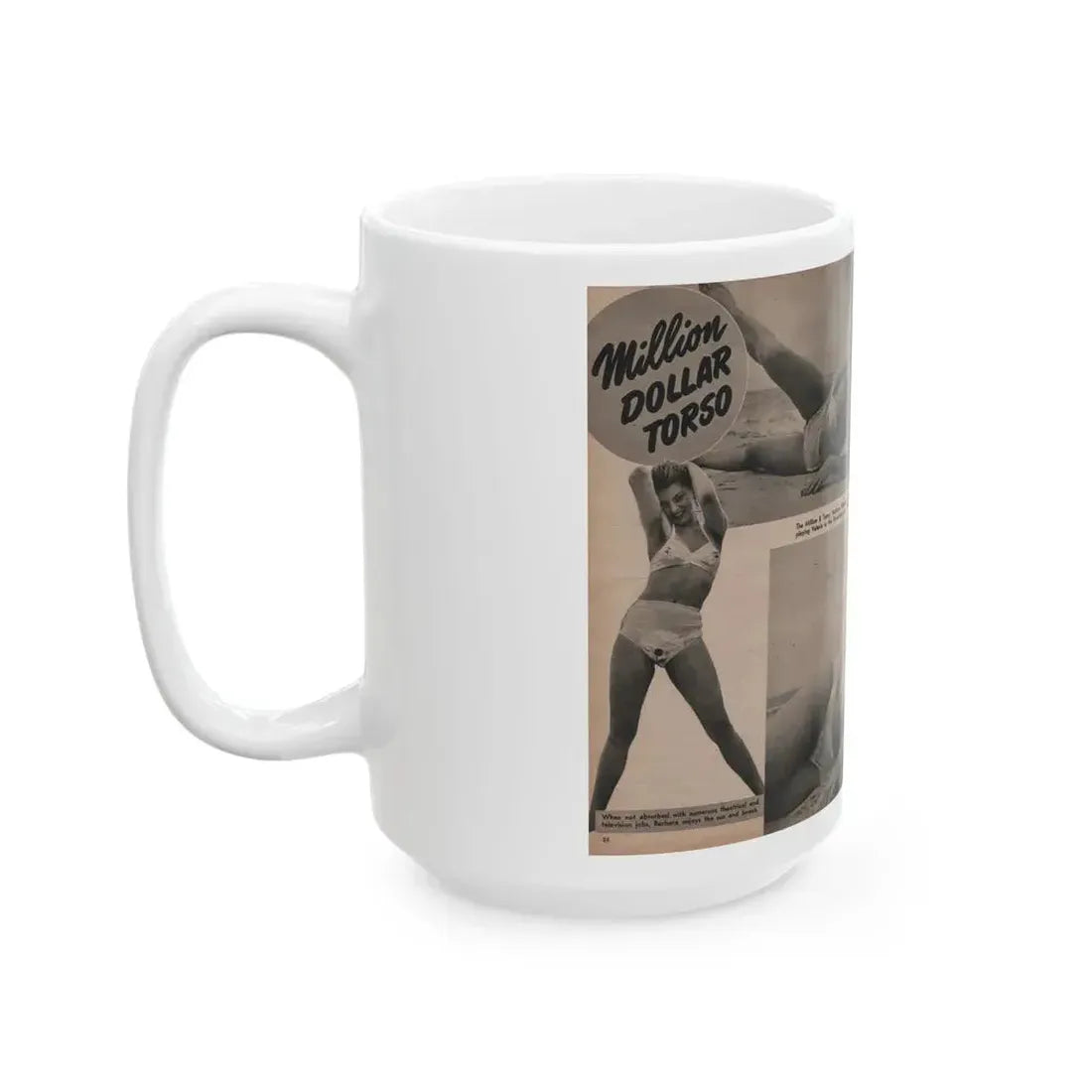 Barbara Nichols #392 - Pages 2 of 2 with, 4 B&W Photos, 1 Caption & Small Article from LAFF annual Mag. Fall '53 (Vintage Female Icon) White Coffee Mug - Go Mug Yourself