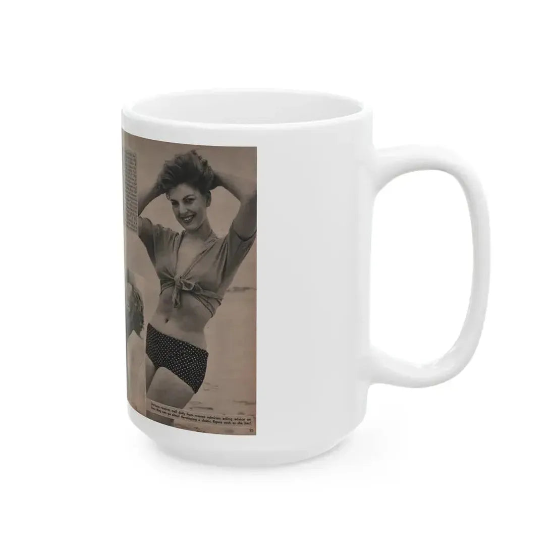 Barbara Nichols #392 - Pages 2 of 2 with, 4 B&W Photos, 1 Caption & Small Article from LAFF annual Mag. Fall '53 (Vintage Female Icon) White Coffee Mug - Go Mug Yourself