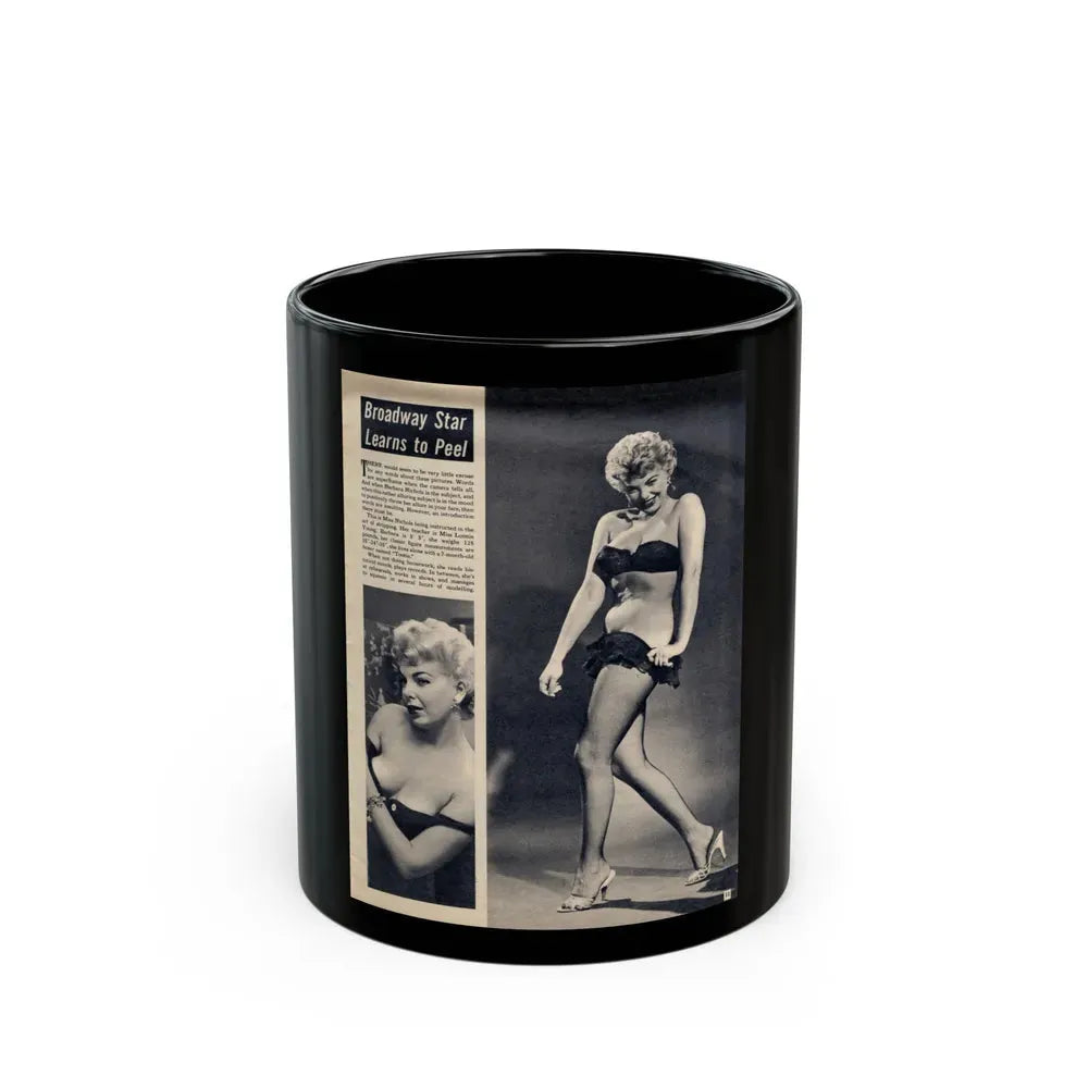 Barbara Nichols #393 - [Page 11] Pages 1 of 3 with B&W Showgirl Pin-Ups from Night and Day Oversized Mag. June '56 (Vintage Female Icon) Black Coffee Mug 11oz - Go Mug Yourself