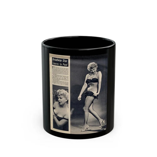 Barbara Nichols #393 - [Page 11] Pages 1 of 3 with B&W Showgirl Pin-Ups from Night and Day Oversized Mag. June '56 (Vintage Female Icon) Black Coffee Mug 11oz - Go Mug Yourself