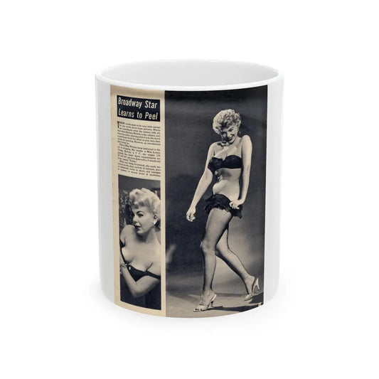 Barbara Nichols #393 - [Page 11] Pages 1 of 3 with B&W Showgirl Pin-Ups from Night and Day Oversized Mag. June '56 (Vintage Female Icon) White Coffee Mug 11oz - Go Mug Yourself