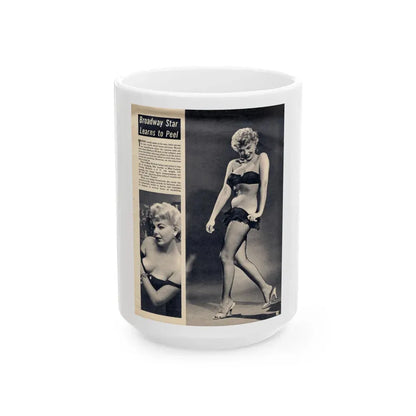 Barbara Nichols #393 - [Page 11] Pages 1 of 3 with B&W Showgirl Pin-Ups from Night and Day Oversized Mag. June '56 (Vintage Female Icon) White Coffee Mug 15oz - Go Mug Yourself