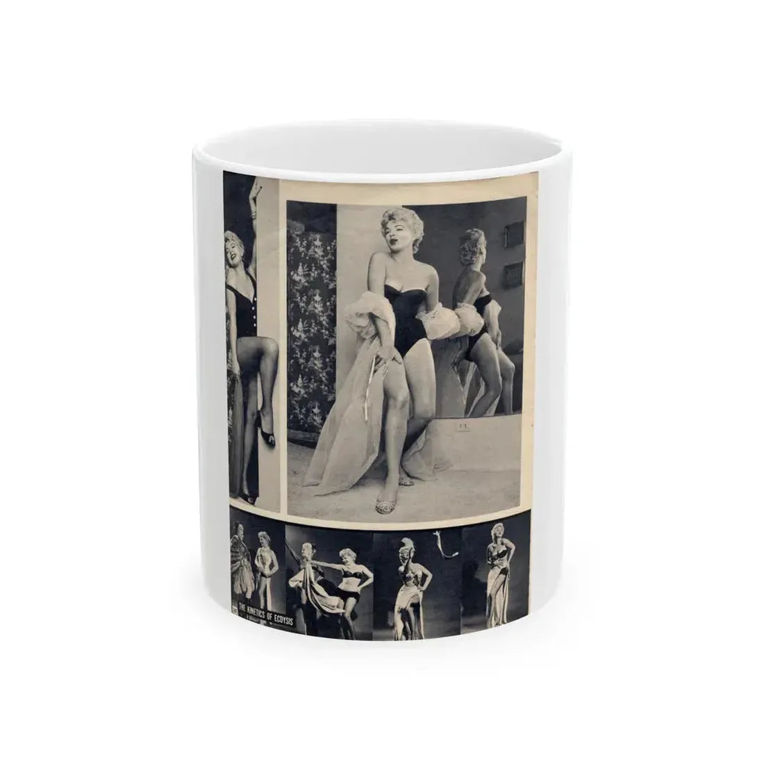 Barbara Nichols #393 - [Page 12] Pages 2 of 3 with B&W Showgirl Pin-Ups from Night and Day Oversized Mag. June '56 (Vintage Female Icon) White Coffee Mug 11oz - Go Mug Yourself