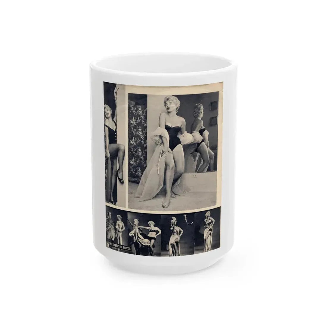 Barbara Nichols #393 - [Page 12] Pages 2 of 3 with B&W Showgirl Pin-Ups from Night and Day Oversized Mag. June '56 (Vintage Female Icon) White Coffee Mug 15oz - Go Mug Yourself