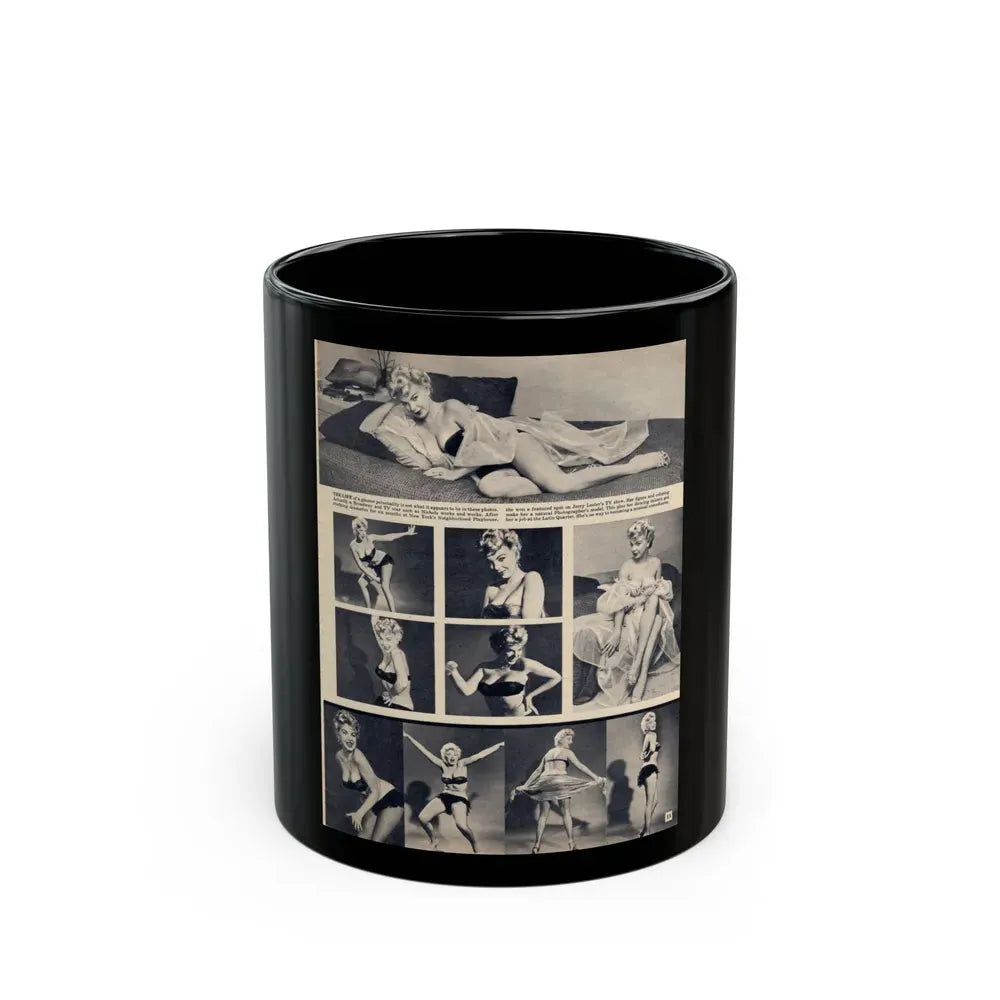 Barbara Nichols #394 - [Page 13] Pages 3 of 3 with B&W Showgirl Pin-Ups from Night and Day Oversized Mag. June '56 (Vintage Female Icon) Black Coffee Mug 11oz - Go Mug Yourself