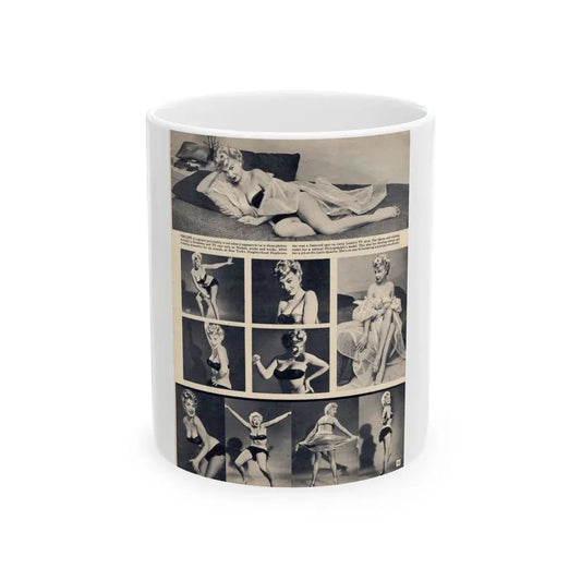 Barbara Nichols #394 - [Page 13] Pages 3 of 3 with B&W Showgirl Pin-Ups from Night and Day Oversized Mag. June '56 (Vintage Female Icon) White Coffee Mug 11oz - Go Mug Yourself