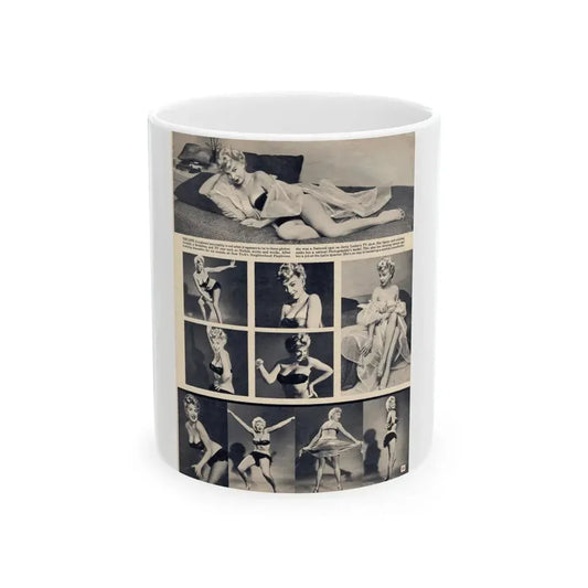 Barbara Nichols #394 - [Page 13] Pages 3 of 3 with B&W Showgirl Pin-Ups from Night and Day Oversized Mag. June '56 (Vintage Female Icon) White Coffee Mug 11oz - Go Mug Yourself