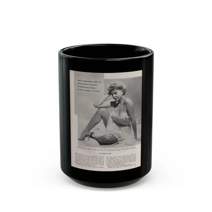 Barbara Nichols #405 - 1 Page, 1 B&W Photo & Article from Modern Man Mag. Sept. '56 (Vintage Female Icon) Black Coffee Mug 15oz - Go Mug Yourself