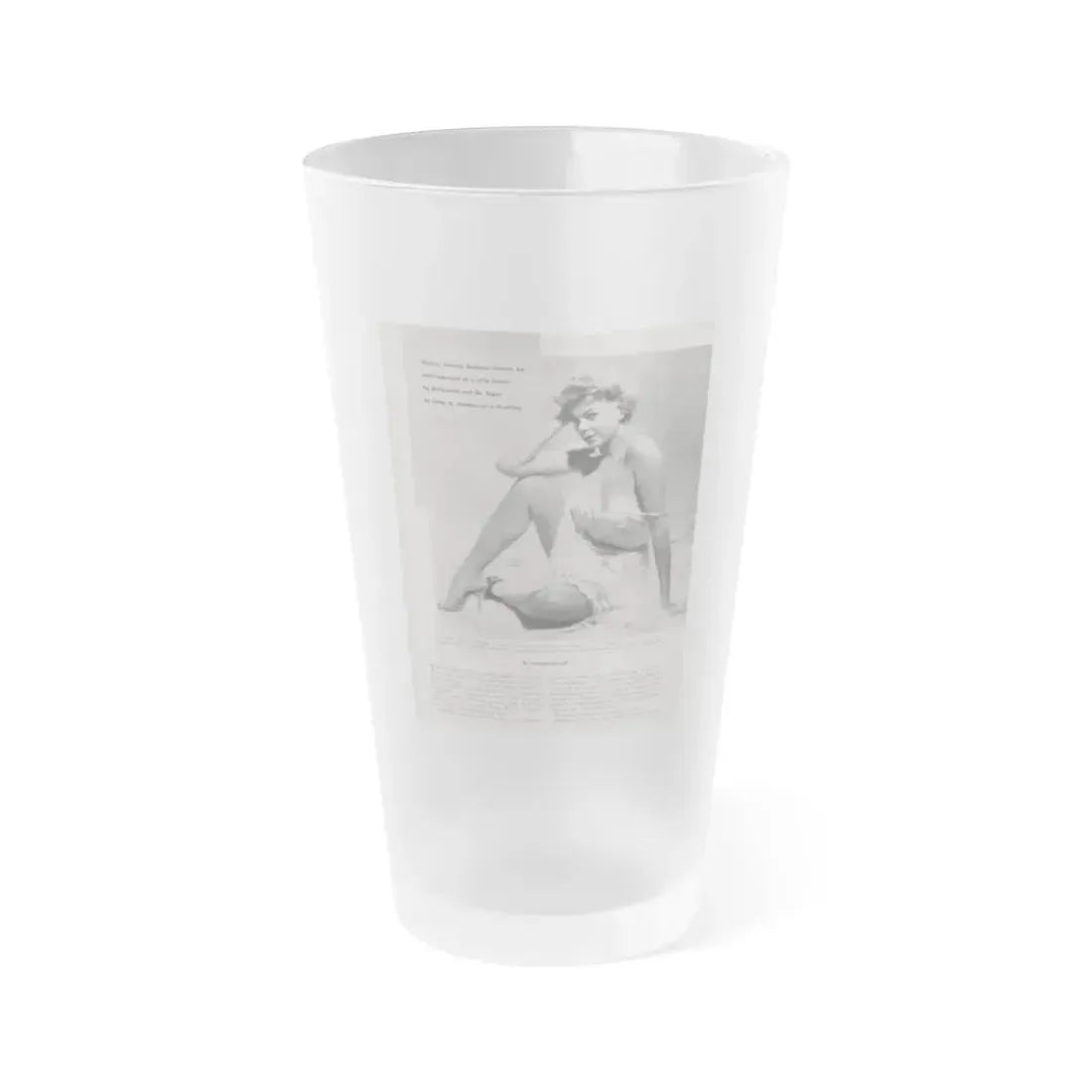 Barbara Nichols #405 - 1 Page, 1 B&W Photo & Article from Modern Man Mag. Sept. '56 (Vintage Female Icon) Frosted Pint Glass 16oz 16oz Frosted - Go Mug Yourself