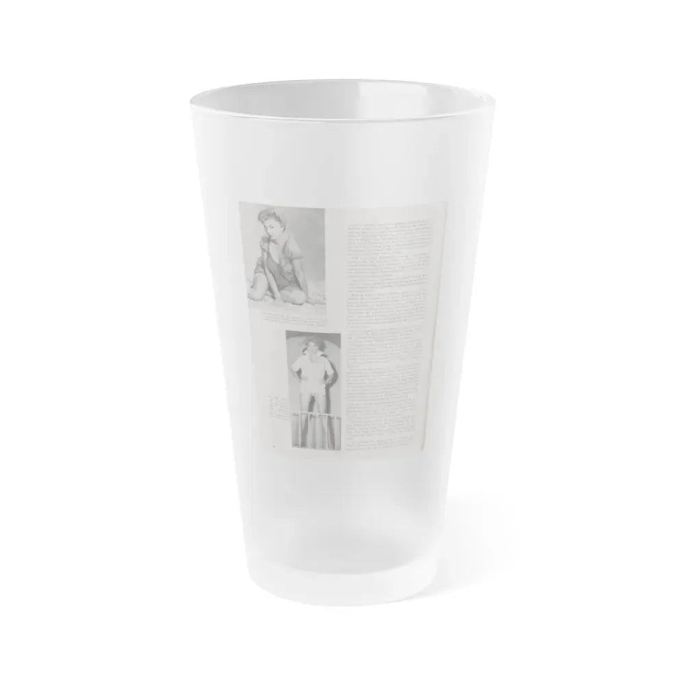 Barbara Nichols #406 - 1 Page, 2 B&W Photos & Article Continued from Modern Man Mag. Sept. '56 (Vintage Female Icon) Frosted Pint Glass 16oz 16oz Frosted - Go Mug Yourself