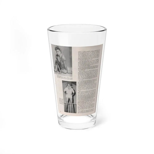 Barbara Nichols #406 - 1 Page, 2 B&W Photos & Article Continued from Modern Man Mag. Sept. '56 (Vintage Female Icon) Pint Glass 16oz 16oz - Go Mug Yourself