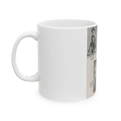 Barbara Nichols #406 - 1 Page, 2 B&W Photos & Article Continued from Modern Man Mag. Sept. '56 (Vintage Female Icon) White Coffee Mug - Go Mug Yourself