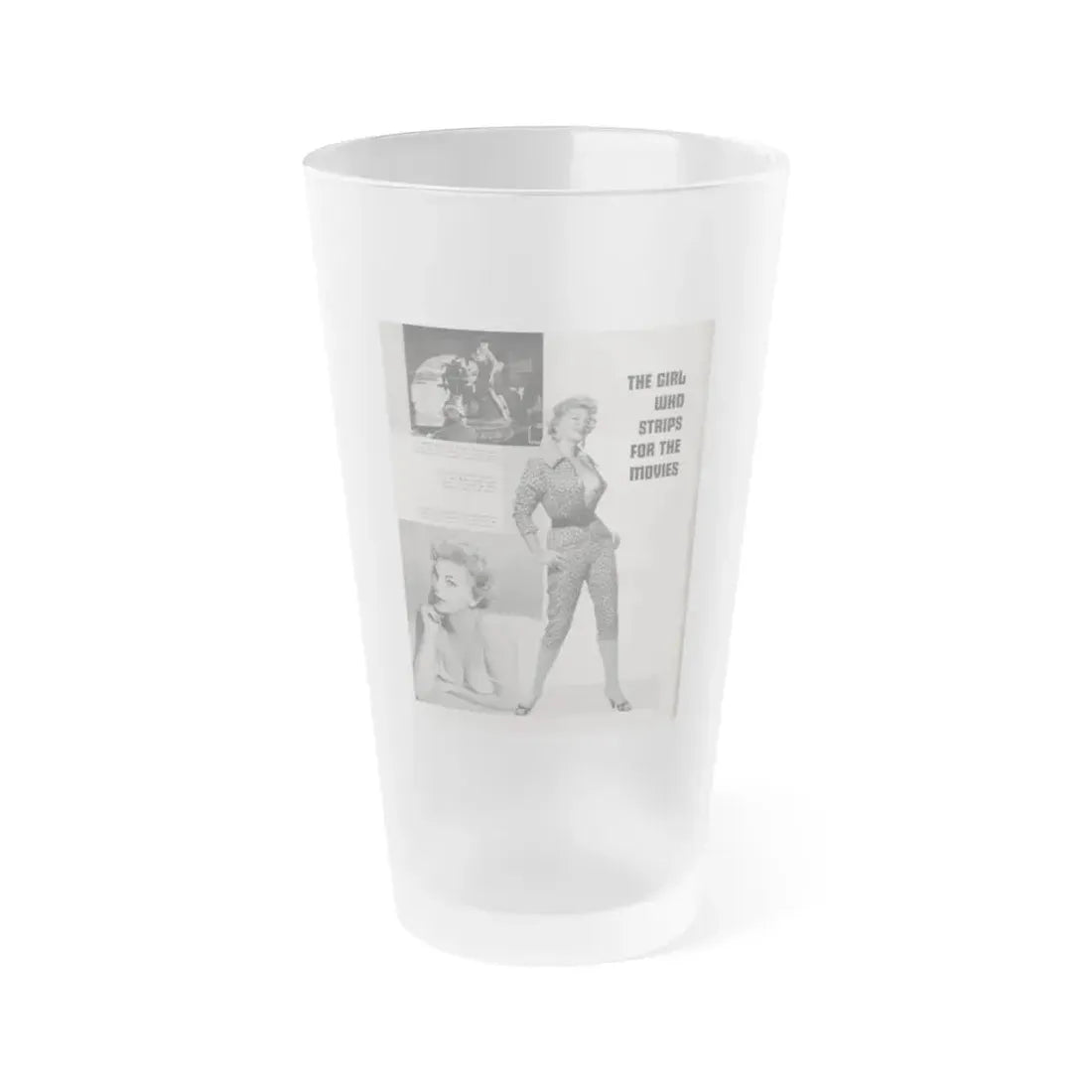 Barbara Nichols #407 - 1 Page, 3 B&W Photos & Captions from Modern Man Mag. Sept. '56 (Vintage Female Icon) Frosted Pint Glass 16oz 16oz Frosted - Go Mug Yourself