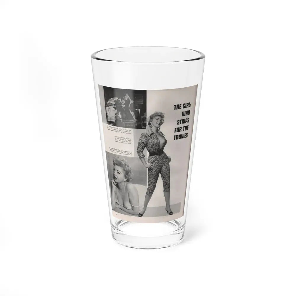 Barbara Nichols #407 - 1 Page, 3 B&W Photos & Captions from Modern Man Mag. Sept. '56 (Vintage Female Icon) Pint Glass 16oz 16oz - Go Mug Yourself