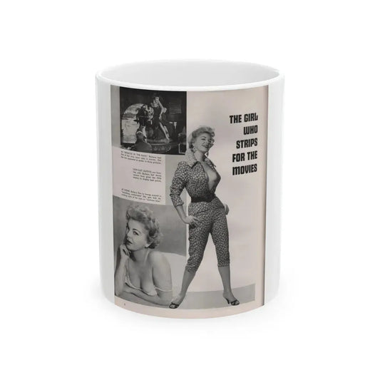 Barbara Nichols #407 - 1 Page, 3 B&W Photos & Captions from Modern Man Mag. Sept. '56 (Vintage Female Icon) White Coffee Mug 11oz - Go Mug Yourself