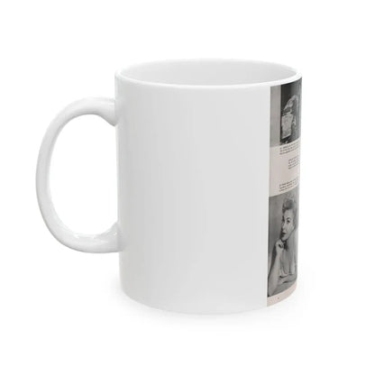 Barbara Nichols #407 - 1 Page, 3 B&W Photos & Captions from Modern Man Mag. Sept. '56 (Vintage Female Icon) White Coffee Mug - Go Mug Yourself
