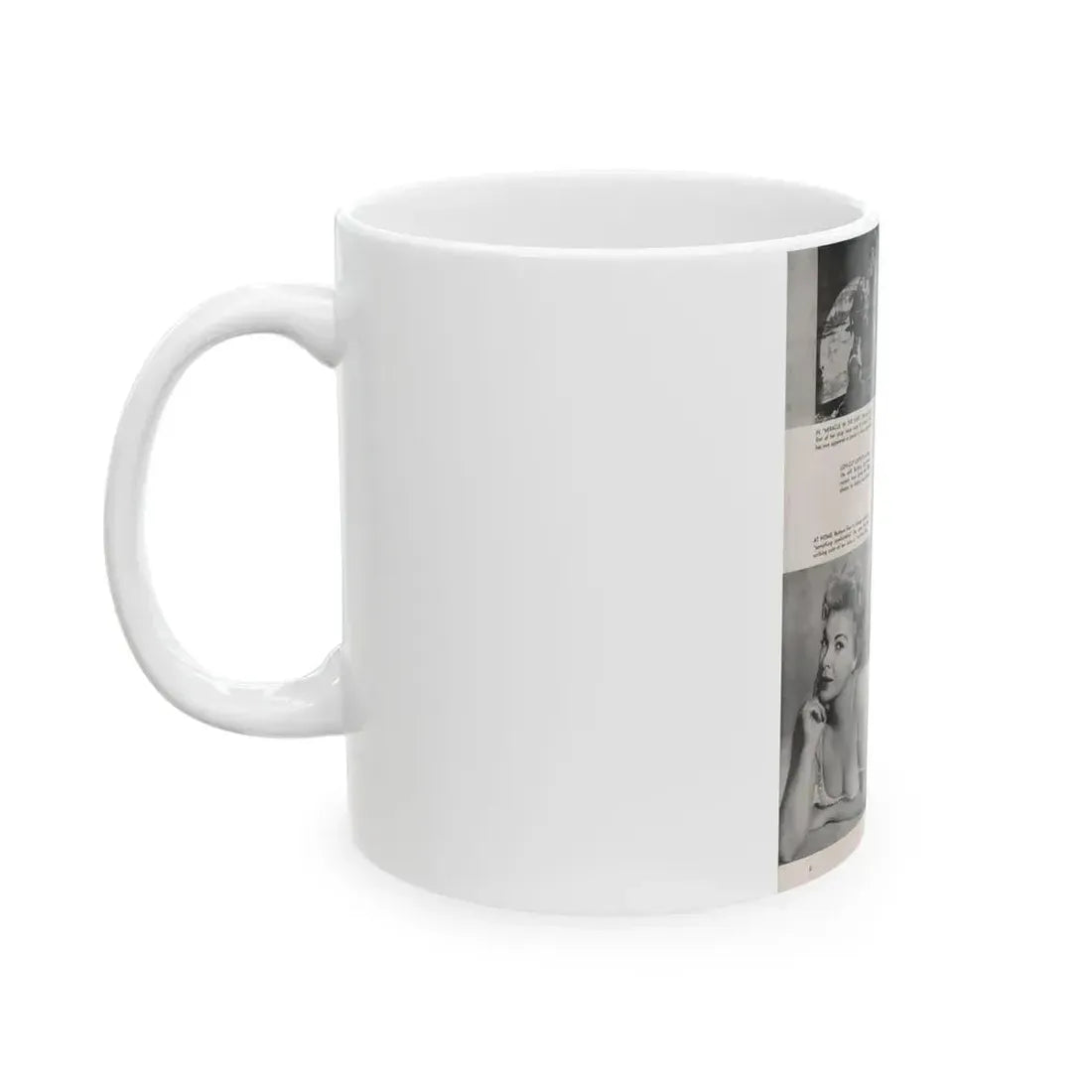 Barbara Nichols #407 - 1 Page, 3 B&W Photos & Captions from Modern Man Mag. Sept. '56 (Vintage Female Icon) White Coffee Mug - Go Mug Yourself