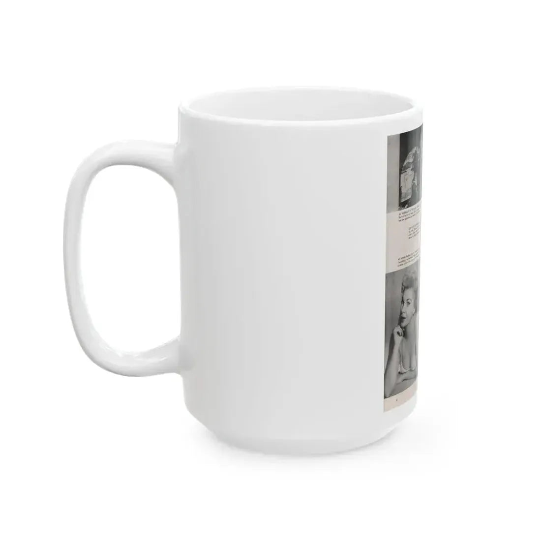 Barbara Nichols #407 - 1 Page, 3 B&W Photos & Captions from Modern Man Mag. Sept. '56 (Vintage Female Icon) White Coffee Mug - Go Mug Yourself
