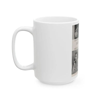 Barbara Nichols #407 - 1 Page, 3 B&W Photos & Captions from Modern Man Mag. Sept. '56 (Vintage Female Icon) White Coffee Mug - Go Mug Yourself