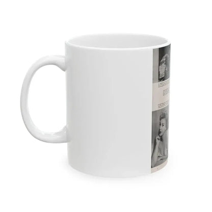 Barbara Nichols #407 - 1 Page, 3 B&W Photos & Captions from Modern Man Mag. Sept. '56 (Vintage Female Icon) White Coffee Mug - Go Mug Yourself