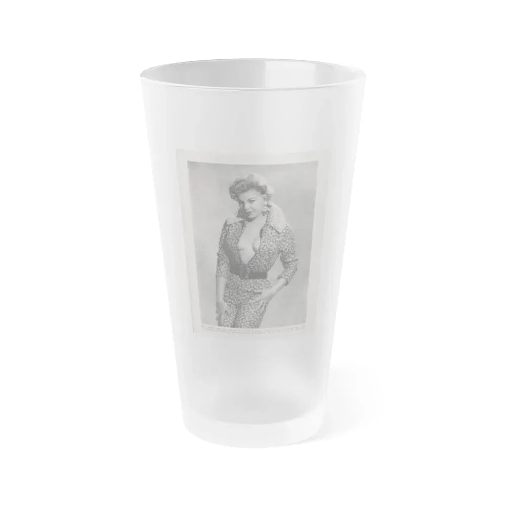 Barbara Nichols #408 - 1 Page, 2 B&W Photos & Article Continued from Modern Man Mag. Sept. '56 (Vintage Female Icon) Frosted Pint Glass 16oz 16oz Frosted - Go Mug Yourself