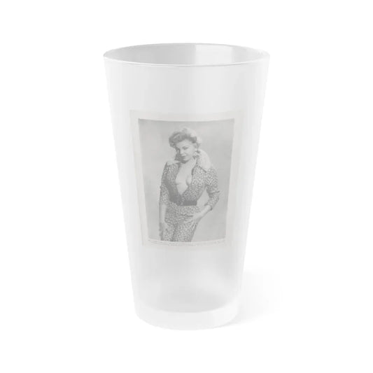 Barbara Nichols #408 - 1 Page, 2 B&W Photos & Article Continued from Modern Man Mag. Sept. '56 (Vintage Female Icon) Frosted Pint Glass 16oz 16oz Frosted - Go Mug Yourself