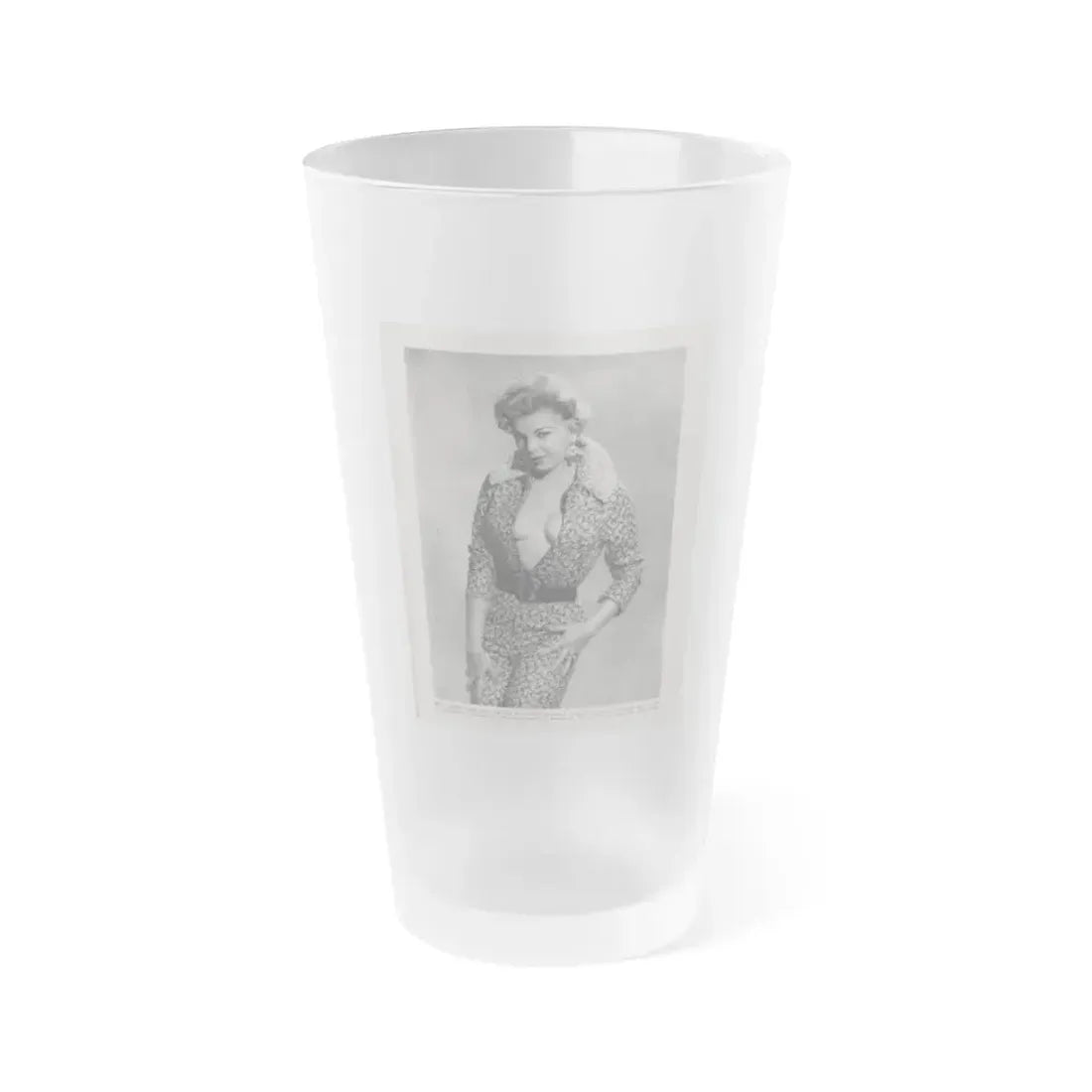 Barbara Nichols #408 - 1 Page, 2 B&W Photos & Article Continued from Modern Man Mag. Sept. '56 (Vintage Female Icon) Frosted Pint Glass 16oz 16oz Frosted - Go Mug Yourself
