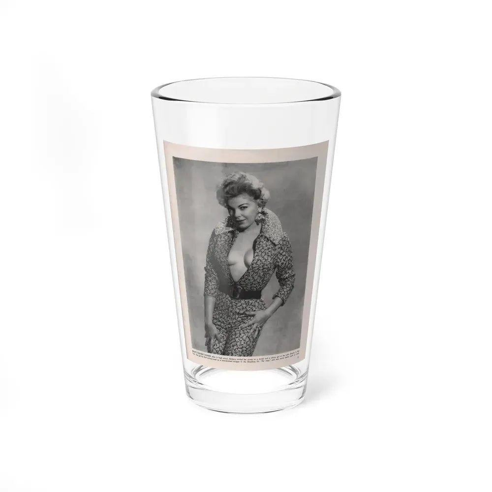 Barbara Nichols #408 - 1 Page, 2 B&W Photos & Article Continued from Modern Man Mag. Sept. '56 (Vintage Female Icon) Pint Glass 16oz 16oz - Go Mug Yourself