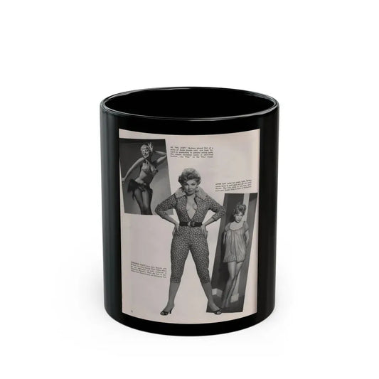 Barbara Nichols #409 - 1 Page, 2 B&W Photos & Article Continued from Modern Man Mag. Sept. '56 (Vintage Female Icon) Black Coffee Mug 11oz - Go Mug Yourself