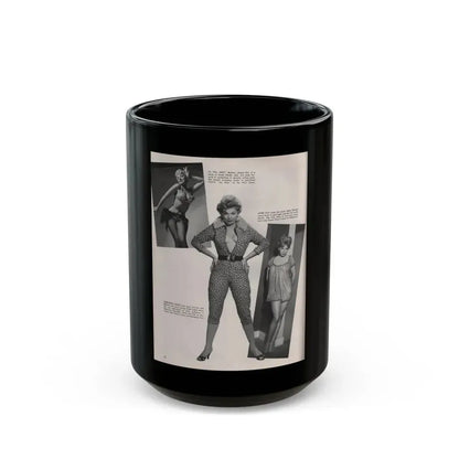 Barbara Nichols #409 - 1 Page, 2 B&W Photos & Article Continued from Modern Man Mag. Sept. '56 (Vintage Female Icon) Black Coffee Mug 15oz - Go Mug Yourself